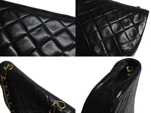極美品 CHANEL シャネル ホーボー チェーンショルダーバッグ 1番台 ココマーク ラムスキン キルティング ブラック ゴールド金具 中古 4b003839