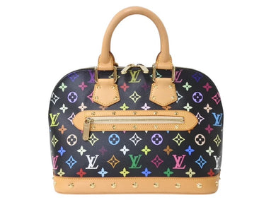 極美品 LOUIS VUITTON ルイヴィトン アルマPM ハンドバッグ M40444 モノグラム マルチカラー ブラック 村上隆 中古 4b003840