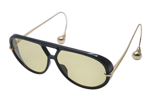 BOTTEGAVENETA ボッテガヴェネタ ドロップ パイロット サングラス BV1273S サイズ63□12-180 XL ブラック イエロー 美品 中古 4b003844