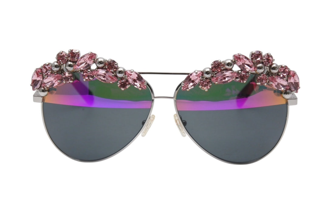 PHILIPP PLEIN フィリッププレイン サングラス サンシャインコレクション WES0021 アセテート モネル ピンク シルバー 美品 中古 4b003854