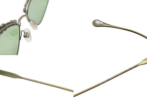 極美品 SWAROVSKI スワロフスキー ステートメント キャッツアイシェイプ サングラス ラインストーン Sk7009 グリーン 中古 4b003855 