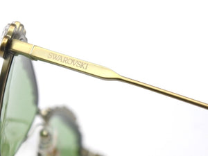 極美品 SWAROVSKI スワロフスキー ステートメント キャッツアイシェイプ サングラス ラインストーン Sk7009 グリーン 中古 4b003855 