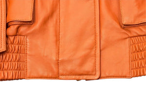 新品未使用 ZIMMERMANN ジマーマン Illustration Biker Jacket ジャケット 1016JF241 レザー オレンジ サイズ１ ゴールド金具 中古 4b003856