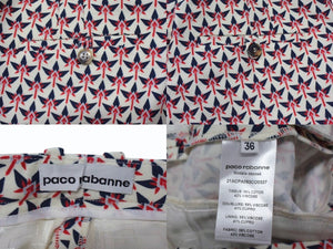 極美品 Paco Rabanne パコ ラバンヌ テーラードジャケット 総柄 スラックス セットアップ アイボリー アイボリー レッド 中古 4b003857