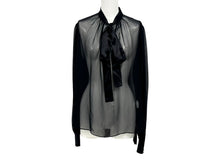 Load image into Gallery viewer, 新品未使用 DOLCE&amp;GABBANA ドルチェ アンド ガッバーナ ブラウス シアー ブラウス ブラック シルク 40 F7AG0TFU1AT 中古 4b003861