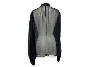 新品未使用 DOLCE&GABBANA ドルチェ アンド ガッバーナ ブラウス シアー ブラウス ブラック シルク 40 F7AG0TFU1AT 中古 4b003861