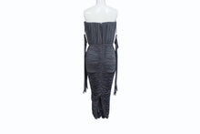 Load image into Gallery viewer, 新品未使用 AlexPerry アレックスペリー Iron Gray Strapless Sweetheart Ruched CrystalJersey Midi Dress ドレス グレー UK8 中古 4b003862