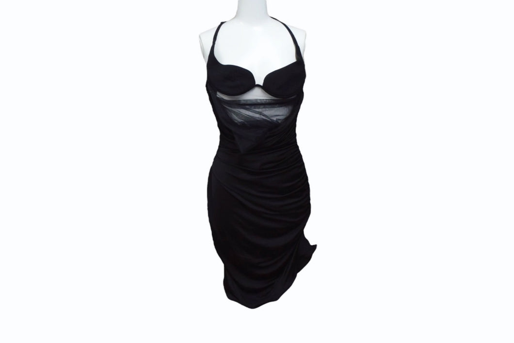 MUGLER ミュグレー ドレス ワンピース 23W1RO15346005 レーヨン サイズ 38 ブラック 黒 美品 中古 4b003865