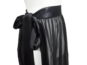 新品未使用 DOLCE & GABBANA ドルチェ&ガッバーナ Long Silk Chiffon Skirt シアーラップスカート F4C0AT サイズ40 ブラック 中古 4b003867