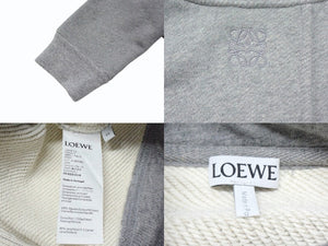 極美品 LOEWE ロエベ アナグラム パーカー 短丈 1727170 ポルトガル製 コットン ウール グレー サイズXS 中古 4b003873