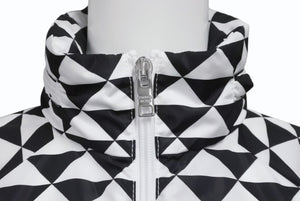 PRADA プラダ.トライアングルロゴ ナイロンパーカー ノーカラー ジャケット 29R115 ブラック ホワイト サイズ36 美品 中古 4b003877