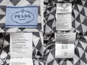 PRADA プラダ.トライアングルロゴ ナイロンパーカー ノーカラー ジャケット 29R115 ブラック ホワイト サイズ36 美品 中古 4b003877