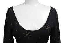Load image into Gallery viewer, VALENTINO ヴァレンティノ ゴールドスター ドット刺繍 ニットミニワンピース 長袖 ブラック サイズS ゴールド 美品 中古 4b003879
