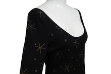 Load image into Gallery viewer, VALENTINO ヴァレンティノ ゴールドスター ドット刺繍 ニットミニワンピース 長袖 ブラック サイズS ゴールド 美品 中古 4b003879