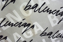 Load image into Gallery viewer, BALENCIAGA バレンシアガ 総柄 ボウタイ付き アシンメトリー ドレス 20年 ホワイト ブラック シルク ノースリーブ 626319 サイズ34 美品 中古 4b003882