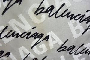 BALENCIAGA バレンシアガ 総柄 ボウタイ付き アシンメトリー ドレス 20年 ホワイト ブラック シルク ノースリーブ 626319 サイズ34 美品 中古 4b003882