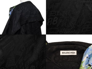 極美品 BALENCIAGA バレンシアガ ワンピース 花柄 575428 イタリア製 レーヨン シルク ブラック マルチカラー サイズ40 中古 4b003883