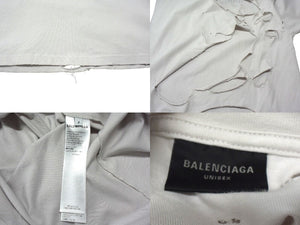 BALENCIAGA バレンシアガ 24SS Mirror Logo Oversized T-Shirt ミラーロゴ ダメージ加工 オーバーサイズ Tシャツ ホワイト サイズ2 739028 美品 中古 4b003884