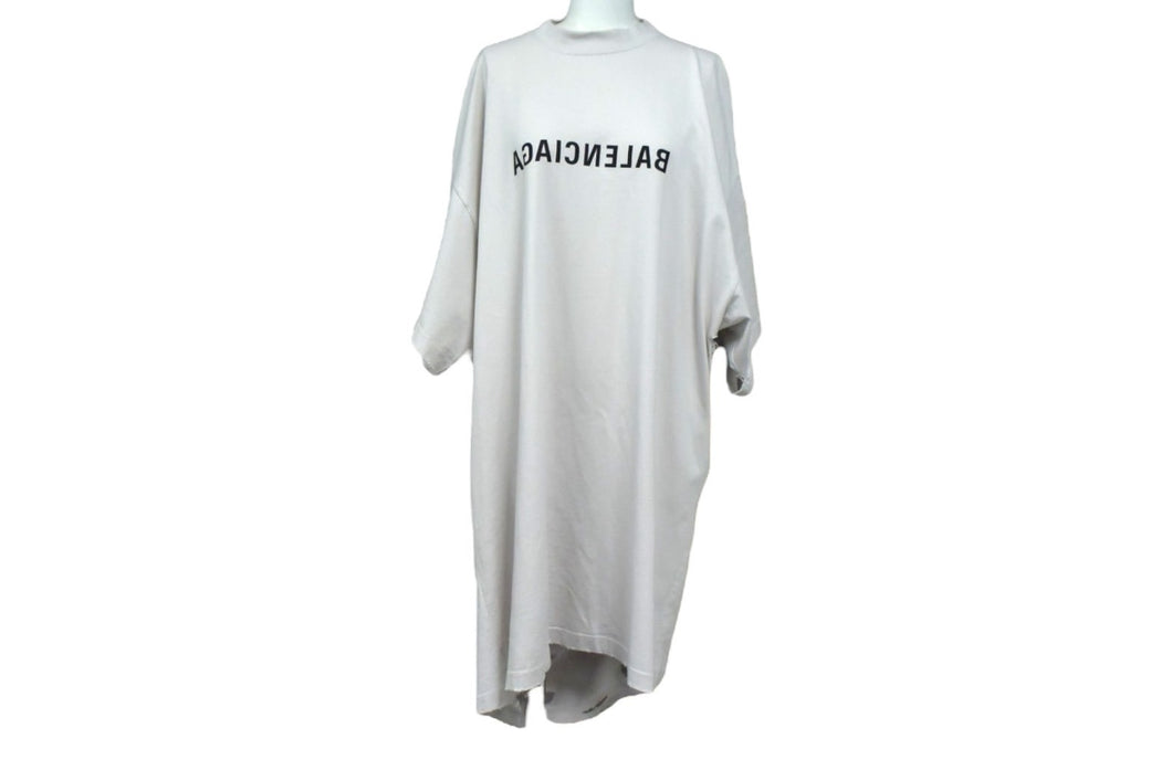 BALENCIAGA バレンシアガ 24SS Mirror Logo Oversized T-Shirt ミラーロゴ ダメージ加工 オーバーサイズ Tシャツ ホワイト サイズ2 739028 美品 中古 4b003884