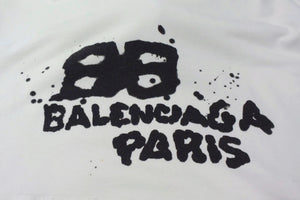 BALENCIAGA バレンシアガ ハンド ドロー BB アイコン フーディー ラージフィット ホワイト サイズXS 620947 TNVQ1 9040 美品 中古 4b003886