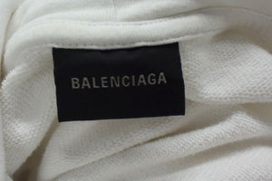 BALENCIAGA バレンシアガ ハンド ドロー BB アイコン フーディー ラージフィット ホワイト サイズXS 620947 TNVQ1 9040 美品 中古 4b003886