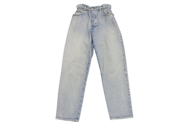 MIU MIU ミュウミュウ 21年 コットン ウエストギャザー テーパード アイコニックデニムジーンズ GWP299 1SXP ブルー サイズ28 美品 中古 4b003889