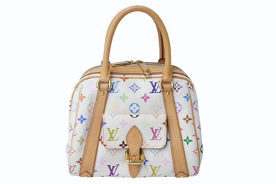 LOUIS VUITTON ルイヴィトン プリシラ ハンドバッグ M40096 モノグラム マルチカラー ホワイト 村上隆 美品 中古 4b003894