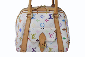 LOUIS VUITTON ルイヴィトン プリシラ ハンドバッグ M40096 モノグラム マルチカラー ホワイト 村上隆 美品 中古 4b003894