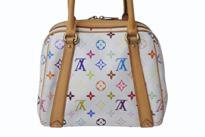 LOUIS VUITTON ルイヴィトン プリシラ ハンドバッグ M40096 モノグラム マルチカラー ホワイト 村上隆 美品 中古 4b003894