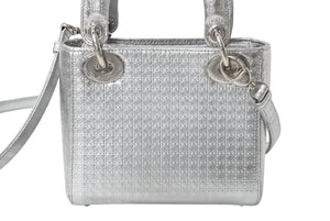 Christian Dior クリスチャンディオール LADY DIOR レディディオール マイクロカナージュ ミニ 2WAYバッグ M0550PSKC シルバー 美品 中古 4b003895