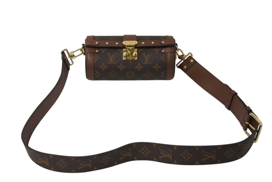 極美品 LOUIS VUITTON ルイヴィトン モノグラム パピヨン トランク M57835 ショルダーバッグ ブラウン ゴールド金具 中古 4b003896