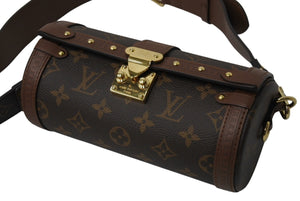 極美品 LOUIS VUITTON ルイヴィトン モノグラム パピヨン トランク M57835 ショルダーバッグ ブラウン ゴールド金具 中古 4b003896