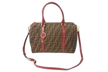 Load image into Gallery viewer, 極美品 FENDI フェンディ 2WAY ハンドバッグ ショルダーバッグ ズッカ柄 キャンバス レザー ブラウン ゴールド金具 中古 4b003898