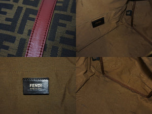 極美品 FENDI フェンディ 2WAY ハンドバッグ ショルダーバッグ ズッカ柄 キャンバス レザー ブラウン ゴールド金具 中古 4b003898