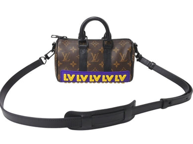 極美品 LOUIS VUITTON ルイヴィトン キーポルXS ハンドバッグ M45788 モノグラムマカサー ブラック ブラウン パープル イエロー 中古 4b003900