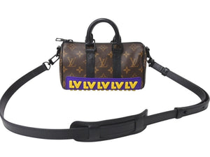 極美品 LOUIS VUITTON ルイヴィトン キーポルXS ハンドバッグ M45788 モノグラムマカサー ブラック ブラウン パープル イエロー 中古 4b003900