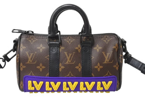 極美品 LOUIS VUITTON ルイヴィトン キーポルXS ハンドバッグ M45788 モノグラムマカサー ブラック ブラウン パープル イエロー 中古 4b003900