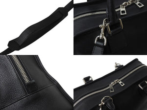 LOEWE ロエベ アマソナ36 ハンドバッグ 2WAY アナグラムロゴ エンボス加工 レザー ブラック シルバー金具 美品 中古 4b003901