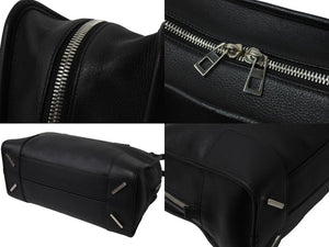 LOEWE ロエベ アマソナ36 ハンドバッグ 2WAY アナグラムロゴ エンボス加工 レザー ブラック シルバー金具 美品 中古 4b003901