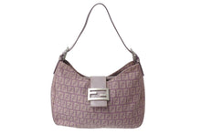 Load image into Gallery viewer, FENDI フェンディ マンマバケット ホーボー ワンショルダーバッグ 8BR036 ズッキーノ柄 キャンバス レザー パープル 美品 中古 4b003902