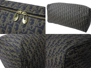 極美品 Christian Dior クリスチャンディオール ボストンバッグ トロッター柄 ブラック ベージュ PVC レザー ゴールド金具 総柄 中古 4b003904
