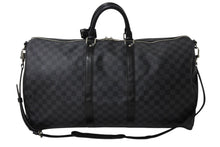 Load image into Gallery viewer, 極美品 LOUISVUITTON ルイヴィトン キーポルバンドリエール55 ボストンバッグ N41413 ダミエグラフィット キャンバス ブラック 中古 4b003905