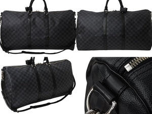 極美品 LOUISVUITTON ルイヴィトン キーポルバンドリエール55 ボストンバッグ N41413 ダミエグラフィット キャンバス ブラック 中古 4b003905