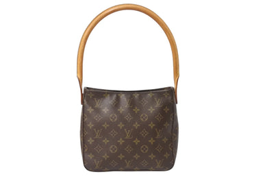LOUIS VUITTON ルイヴィトン ルーピングMM ワンショルダーバッグ M51146 モノグラム PVC レザー ブラウン ゴールド金具 美品 中古 4b003906