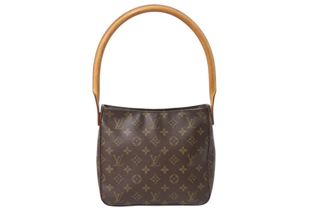 LOUIS VUITTON ルイヴィトン ルーピングMM ワンショルダーバッグ M51146 モノグラム PVC レザー ブラウン ゴールド金具 美品 中古 4b003906