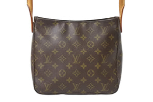LOUIS VUITTON ルイヴィトン ルーピングMM ワンショルダーバッグ M51146 モノグラム PVC レザー ブラウン ゴールド金具 美品 中古 4b003906