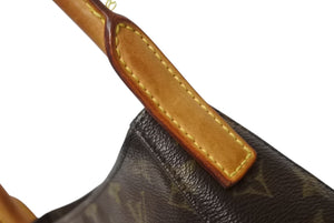 LOUIS VUITTON ルイヴィトン ルーピングMM ワンショルダーバッグ M51146 モノグラム PVC レザー ブラウン ゴールド金具 美品 中古 4b003906