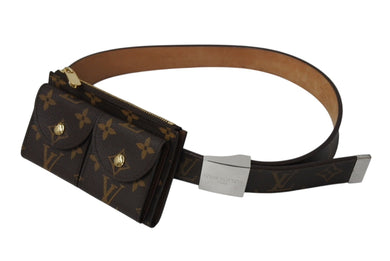 LOUIS VUITTON ルイヴィトン モノグラム サンチュール ポシェット デュオ 80cm ベルト ウエストポーチ M9836W ブラウン 美品 中古 4b003913
