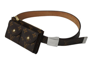 LOUIS VUITTON ルイヴィトン モノグラム サンチュール ポシェット デュオ 80cm ベルト ウエストポーチ M9836W ブラウン 美品 中古 4b003913