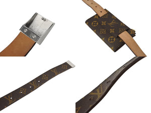 LOUIS VUITTON ルイヴィトン モノグラム サンチュール ポシェット デュオ 80cm ベルト ウエストポーチ M9836W ブラウン 美品 中古 4b003913